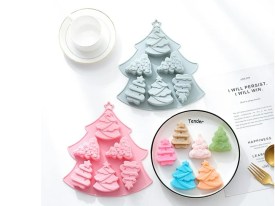 Molde silicona 6 arbolitos Navidad 
